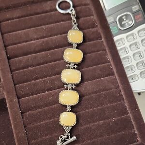 Lucky Brand Silver and Yellow Stone Bracelet